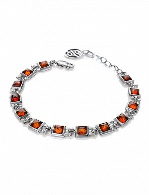 Браслет из натурального янтаря коньячного цвета «Квадрат»