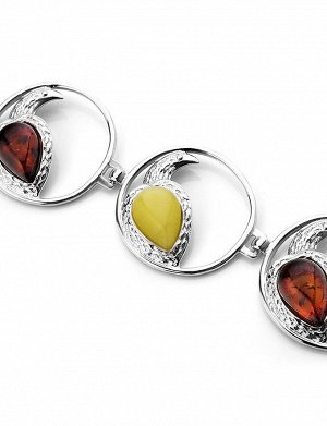 Ажурный браслет из натурального янтаря двух цветов «Лирика»