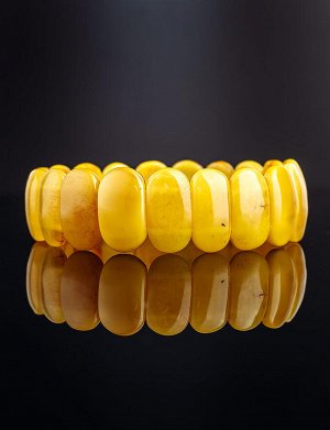 Элегантный плоский браслет из цельного медового янтаря «Пластинки состаренные», 905106146