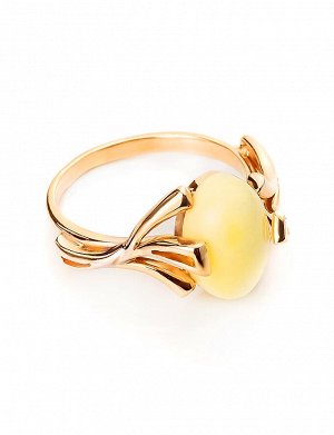Нежное кольцо из золота с медовым янтарём «Крокус», 706211369