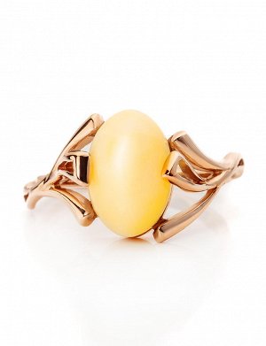 Нежное кольцо из золота с медовым янтарём «Крокус», 706211369