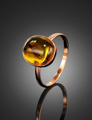 Уникальное кольцо «Клио» из золота с натуральным балтийским янтарём с инклюзом, 906207485