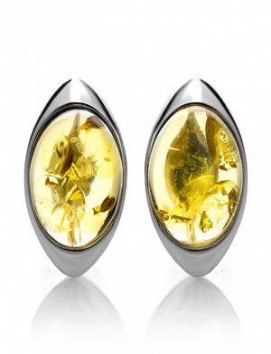 Яркие серебряные серьги с натуральным балтийским лимонным янтарём «Шарлотта», 606506356