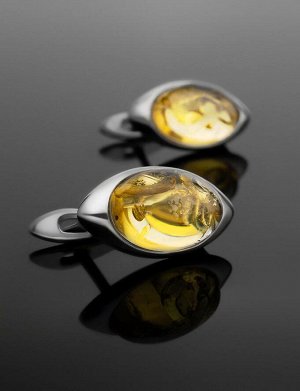 Яркие серебряные серьги с натуральным балтийским лимонным янтарём «Шарлотта», 606506356