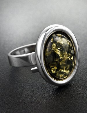 Классическое кольцо «Годжи» из серебра с и натурального янтаря