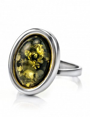 Классическое кольцо «Годжи» из серебра с и натурального янтаря