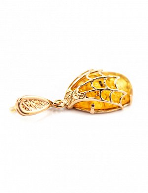 Кулон из натурального янтаря в золоте «Паутинка», 707205139