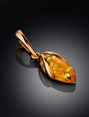 Красивый женственный кулон из золота и натурального лимонного янтаря «Подснежник», 907202367