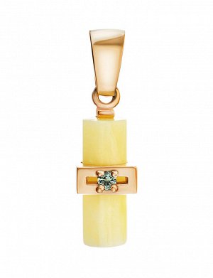Оригинальный золотой кулон «Скандинавия» с натуральным янтарём медового цвета, 907206254