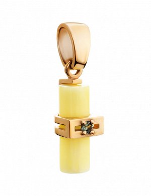 Оригинальный золотой кулон «Скандинавия» с натуральным янтарём медового цвета, 907206254