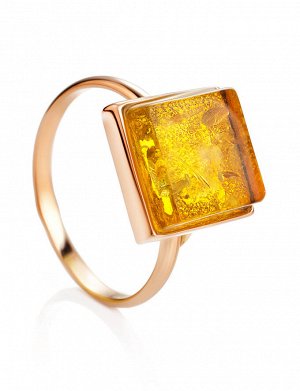 Кольцо из золота и янтаря лимонного цвета «Овация», 906206278