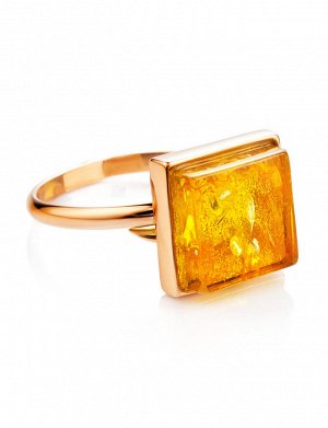 Кольцо из золота и янтаря лимонного цвета «Овация», 906206278