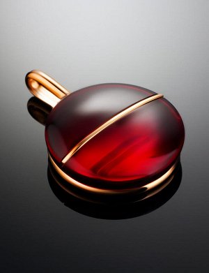 Кулон круглой формы из красного янтаря в золоте «Сангрил», 907206300