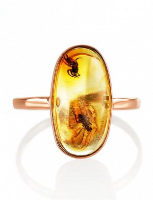 Изящное кольцо из золота и янтаря с инклюзами «Клио», 906207100