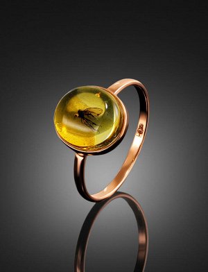 Тонкое аккуратное кольцо из золота и янтаря с инклюзом «Клио», 906207103