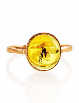 Тонкое аккуратное кольцо из золота и янтаря с инклюзом «Клио», 906207103