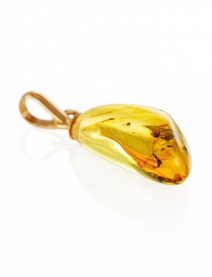 Золотая подвеска из натурального янтаря с инклюзами мушек «Клио», 907505588