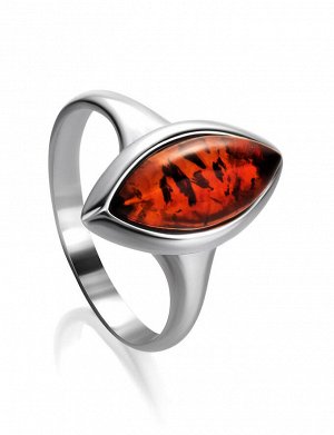 Элегантное серебряное кольцо со вставкой из натурального балтийского янтаря коньячного цвета «Амарант»