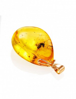 Золотой кулон из натурального янтаря с инклюзом насекомого «Клио», 907507494