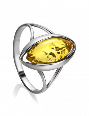 Нежное серебряное кольцо со вставкой из натурального балтийского янтаря лимонного цвета «София»
