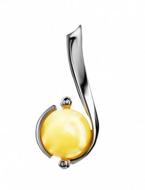 Серебряная подвеска со светло-медовым янтарем «Сфера», 501708059