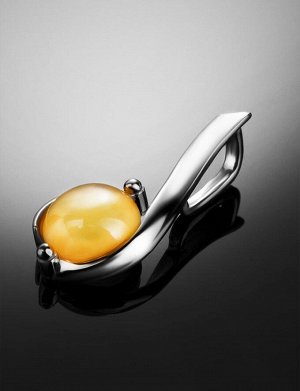 Серебряная подвеска со светло-медовым янтарем «Сфера», 501708059