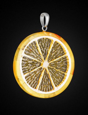 Необычная наборная подвеска из натурального янтаря «Апельсин», 901702231