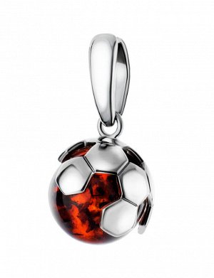 Дизайнерский кулон из серебра и янтаря для футбольных болельщиков «Лига», 801706001