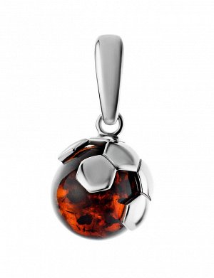 Дизайнерский кулон из серебра и янтаря для футбольных болельщиков «Лига», 801706001