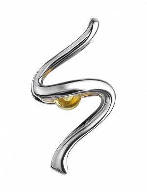 Стильный кулон из серебра, украшенный лимонным янтарём «Лея», 801707018