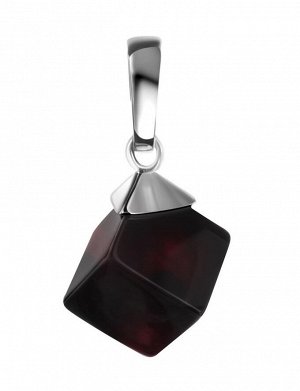 Эффектная яркая подвеска из вишнёвого янтаря в серебре «Рафинад», 901706021