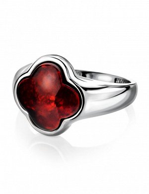 Стильное кольцо «Монако» из серебра и натурального янтаря