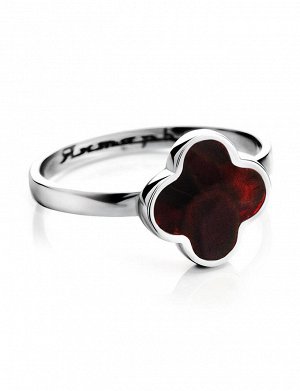 Изящное кольцо «Монако» Янтарь®  из серебра и натурального вишнёвого янтаря
