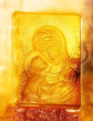 Резная икона на цельном янтаре «Богоматерь Игоревская», 905306320