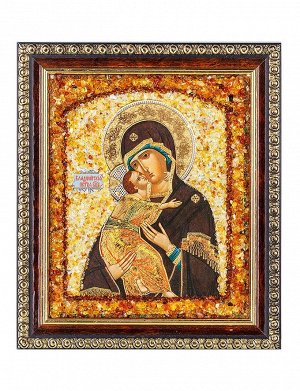 «Владимирская Богоматерь». Икона, украшенная натуральным янтарём, 906904388