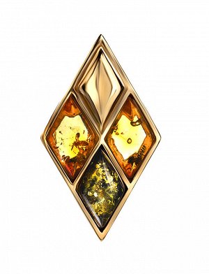 Подвеска из золочённого серебра и янтаря двух цветов «Коломбина», 810209204