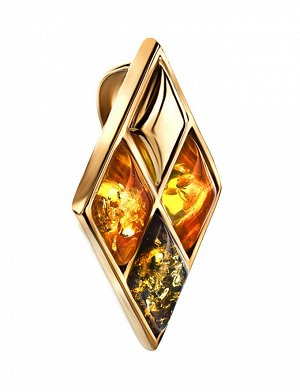 Подвеска из золочённого серебра и янтаря двух цветов «Коломбина», 810209204
