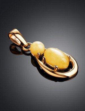 Кулон из позолоченного серебра с янтарём медового цвета «Пруссия», 910203088
