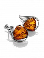 Серьги из серебра со вставками из натурального янтаря «Акапулько», 5065203421