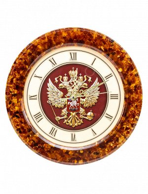 Настенные часы в янтарной оправе «Герб России», 913105681