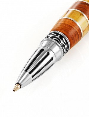 Необычная ручка, украшенная древесиной оливы и натуральным янтарём «Драйвер», 910604241
