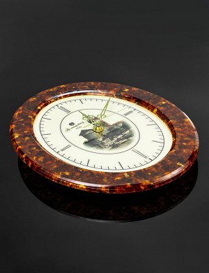 Часы овальной формы из живописной янтарной мозаики, 913106008