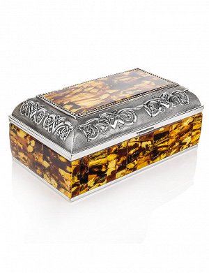 Вместительная шкатулка для украшений, декорированная янтарной мозаикой, 907407096