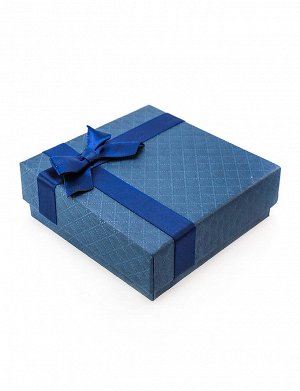 Нарядная подарочная коробочка 90х90х30 мм тёмно-синяя с бантом, 607806442