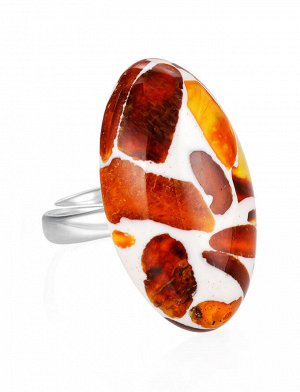 Овальное кольцо «Далматин» с янтарной мозаикой, 508211428