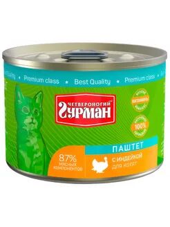 Влажный корм для котят Четвероногий Гурман Паштет с индейкой 190 г
