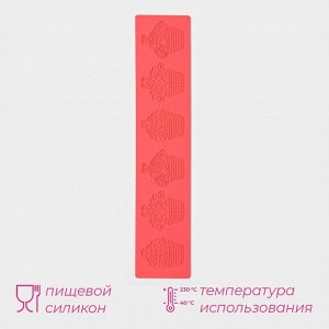 Коврик для айсинга Доляна «Пироженки», силикон, 37.5x8x0.1 см, красный