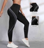 Легинсы для спорта моделирующие, быстросохнущие, черный