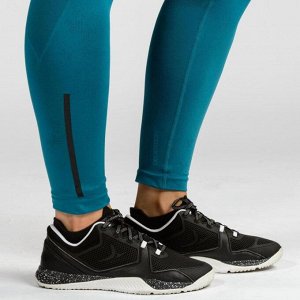 Легинсы для кросс-тренинга женские бесшовные сине-черные 500  domyos