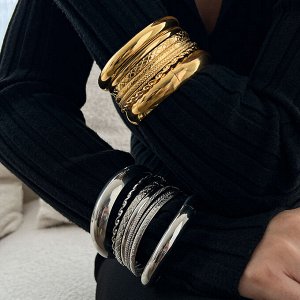 Браслет женский набор из 7 штук цвет серебро